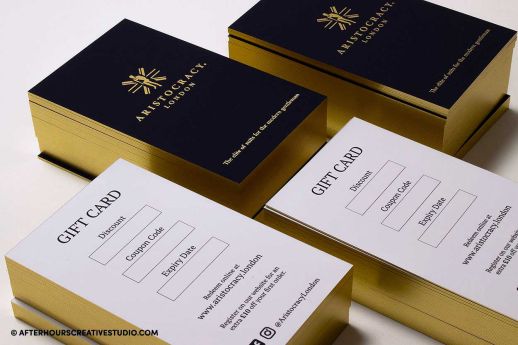 Edge gilded foil stamped business cards - metallic gilt edge finish